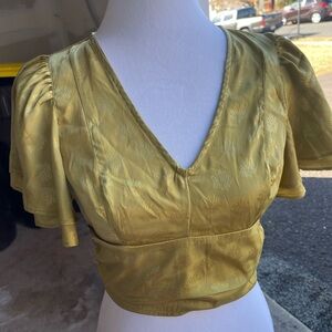 Urban Outfitters Flutter Sleeve Crop Top
